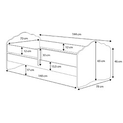 1001jouets Lit enfant Nala Elephant 140x70 avec tiroir de rangement