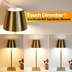 NETTLIFE Lampe de table LED vintage dorée sans fil tactile à intensité variable, lampe de chevet à 3 températures de couleur