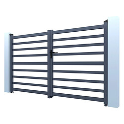 Acheter Habitat Et Jardin Portail aluminium ajouré Martin - 300 x 180 cm - Gris