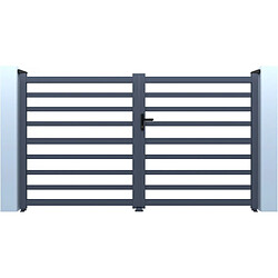 Habitat Et Jardin Portail aluminium ajouré Martin - 300 x 140 cm - Gris