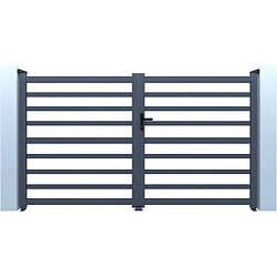 Habitat Et Jardin Portail aluminium ajouré Martin - 340 x 180 cm - Gris