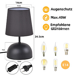 Nettlife Lampe de Table Chevet Noire Lot de 2