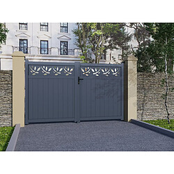 Habitat Et Jardin Portail aluminium semi-ajouré à motif Maya - 340 x 180 cm - Gris