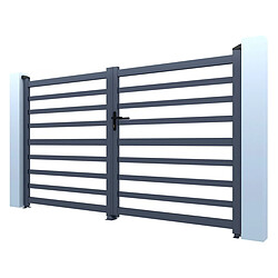 Acheter Habitat Et Jardin Portail aluminium ajouré Martin - 300 x 140 cm - Gris