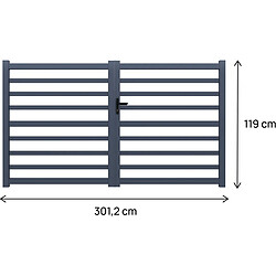 Avis Habitat Et Jardin Portail aluminium ajouré Martin - 300 x 120 cm - Gris