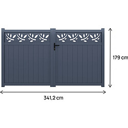 Avis Habitat Et Jardin Portail aluminium semi-ajouré à motif Maya - 340 x 180 cm - Gris