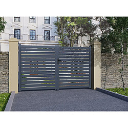Habitat Et Jardin Portail aluminium semi ajouré Julien - 300 x 140 cm - Gris
