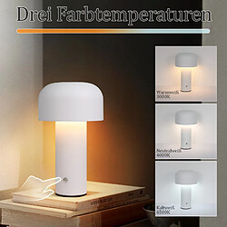 NETTLIFE Lampe de table LED sans fil à piles à intensité variable 2 W Lampe de chevet pour chambre à coucher Petite lampe champignon