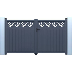 Habitat Et Jardin Portail aluminium semi-ajouré à motif Maya - 340 x 180 cm - Gris