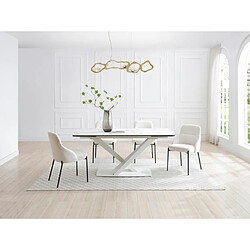 Vente-Unique Table à manger extensible 6 à 10 personnes en verre trempé, céramique et métal - Effet marbre blanc - MALATA de Maison Céphy