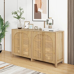 Avis Merax Buffet Avec 4 Portes-en Rotin Et Poignées En Métal-buffet Minimaliste Moderne-bois Naturel