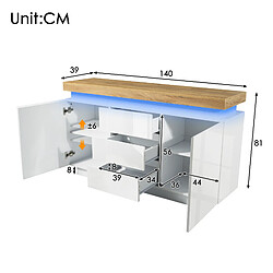 Merax Commode 3 tiroirs avec LED - Blanc