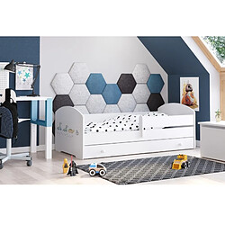 1001jouets Lit Enfant 140x70 Dinosaures Tiroir de Rangement avec Matelas pas cher