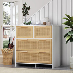 Avis Merax Meuble De Rangement En Rotin-buffet De Haute Qualité-en Bois Massif-naturel Et Blanc