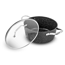 Faitout Aluminium Forge 24cm 4.1l Effet Pierre Couvercle Verre Tfi Hight_ft24tfi Durand Dupont