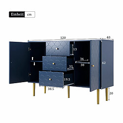 Merax Commode 2 portes 3 tiroirs - Bleu marine - Reconditionné
