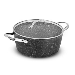 Faitout Aluminium Forge 24cm 4.1l Effet Pierre Couvercle Verre Tfi Hight_ft24tfi Durand Dupont