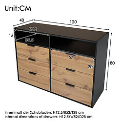 Merax Commode buffet en verre - Chêne - Reconditionné