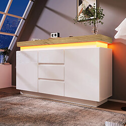 Merax Commode 3 tiroirs avec LED - Blanc