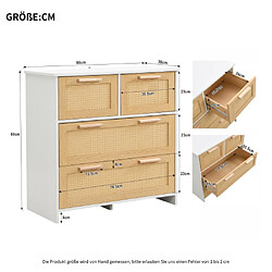Acheter Merax Meuble De Rangement En Rotin-buffet De Haute Qualité-en Bois Massif-naturel Et Blanc
