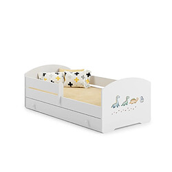 1001jouets Lit Enfant 140x70 Dinosaures Tiroir de Rangement avec Matelas