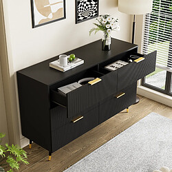 Merax Commode 6 tiroirs - Noir et or