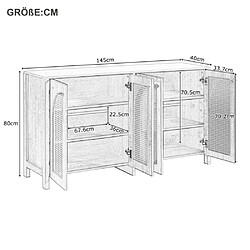 Acheter Merax Buffet Avec 4 Portes-en Rotin Et Poignées En Métal-buffet Minimaliste Moderne-bois Naturel