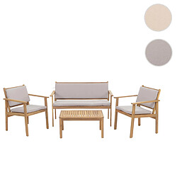 Mendler Ensemble de jardin HWC-O19 - Acacia/MVG - Coussin gris