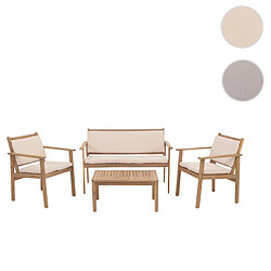 Mendler Ensemble de jardin HWC-O19 - Acacia/MVG - Coussin beige