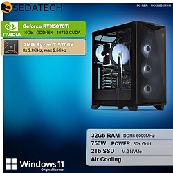 Sedatech PC Gamer Pro ATX ARGB • AMD Ryzen 7 9700X • RTX5070Ti • 32Go DDR5 • 2To SSD M.2 • Windows 11