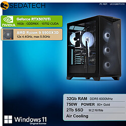 Sedatech PC Gamer Pro ATX ARGB • AMD Ryzen 9 9900X3D • RTX5070Ti • 32Go DDR5 • 2To SSD M.2 • Windows 11