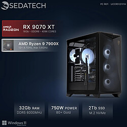 Sedatech PC Gamer, AMD Ryzen 9 7900X, RX 9070 XT, 32Go DDR5, 2To SSD, Win 11