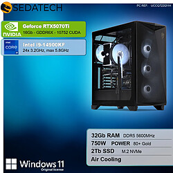 Sedatech PC Gamer Pro ATX ARGB • Intel i9-14900KF • RTX5070Ti • 32Go DDR5 • 2To SSD M.2 • Windows 11