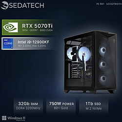 Sedatech PC Gamer Pro ATX ARGB • Intel i9-12900KF • RTX5070Ti • 32Go RAM • 1To SSD M.2 • Windows 11