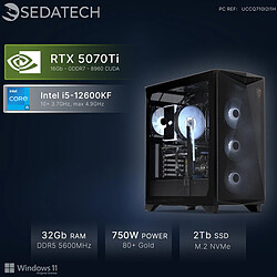 Sedatech PC Gamer, Intel i5-12600KF, RTX5070Ti, 32Go DDR5, 2To SSD, Win 11