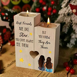 Bougeoir en bois artisanal en forme de cœur