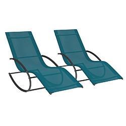 Idmarket market lot de 2 chaises longues Malawi bleu