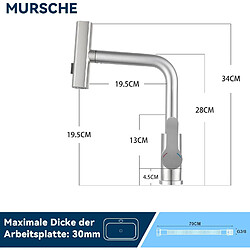 ZMH Robinet de Cuisine Extensible en Inox avec Douchette Rotative 360° et 2 Jets - Mitigeur Pratique en Nickel Brossé pas cher