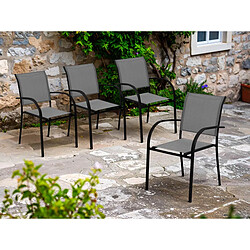 Hesperide Lot de 4 fauteuils de jardin en texaline Piazza Galet/Graphite