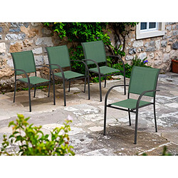 Hesperide Lot de 4 Fauteuils Piazza - Olive/Graphite