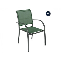 Hesperide Lot de 4 Fauteuils Piazza - Olive/Graphite