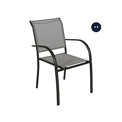 Hesperide Lot de 4 fauteuils de jardin en texaline Piazza Galet/Graphite