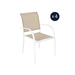 Hesperide Lot de 4 fauteuils Piazza - Lin/blanc