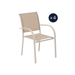 Hesperide Lot de 4 fauteuils de jardin Piazza - Lin/Argile