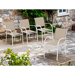 Hesperide Lot de 4 fauteuils Piazza - Lin/blanc