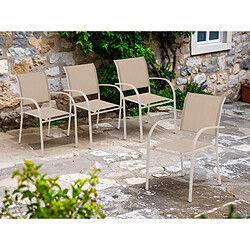 Hesperide Lot de 4 fauteuils de jardin Piazza - Lin/Argile