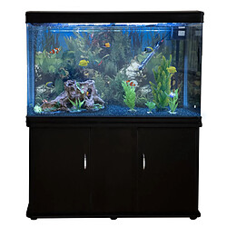 Monstershop Aquarium à bords Noir avec Meuble NOIR et Gravier Bleu