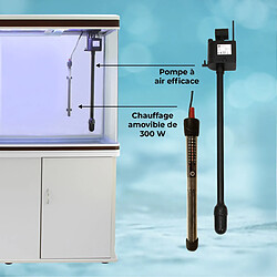 Acheter Monstershop Aquarium à bords Blanc et Noisette avec Meuble de Support Blanc