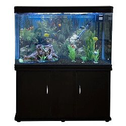 Monstershop Aquarium à bords Noir avec Meuble NOIR et Gravier Noir