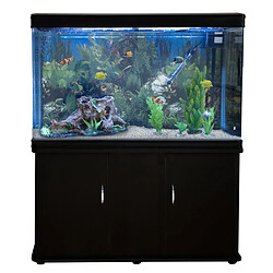 Monstershop Aquarium à bords Noir avec Meuble NOIR et Gravier Blanc